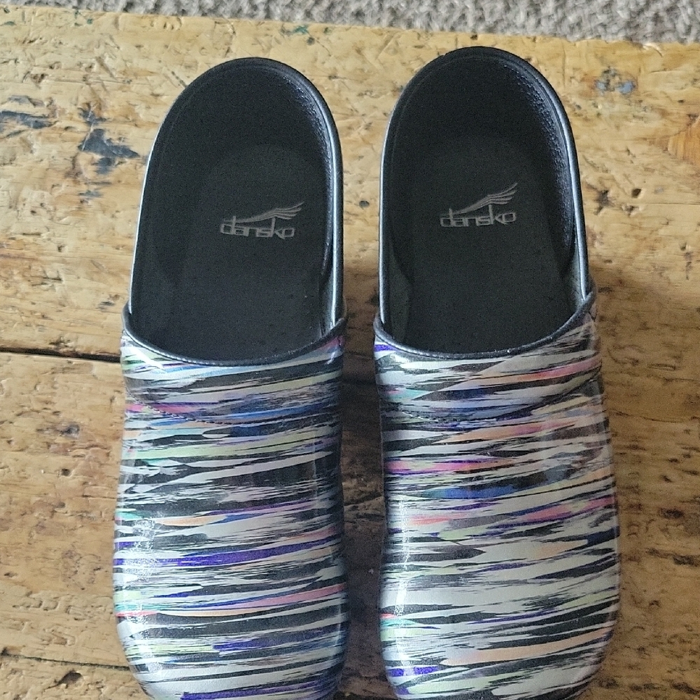 Dansko Black and Blue Mules Comfortable Slip-On Clogs